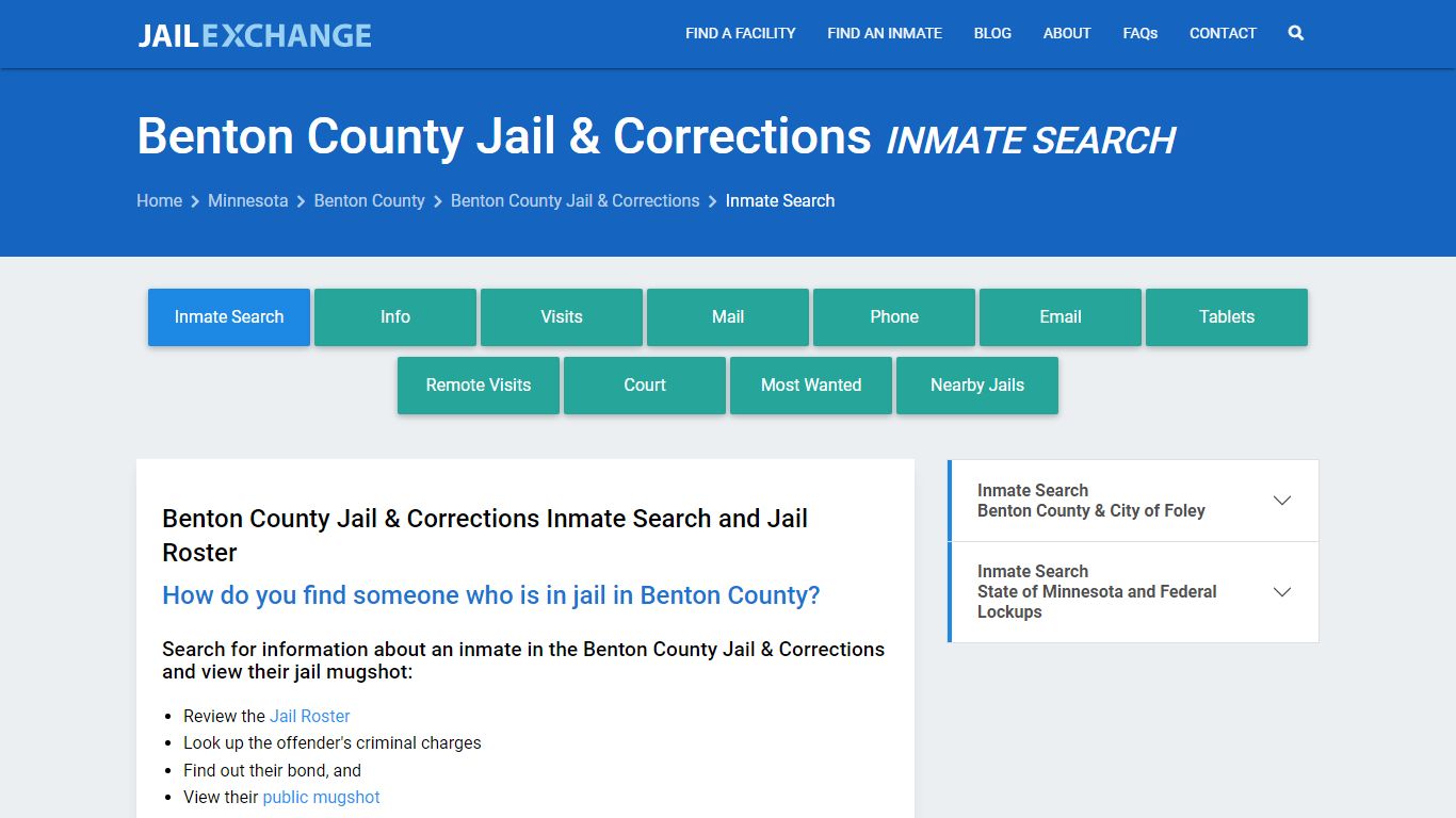 Benton County Jail & Corrections Inmate Search - Jail Exchange